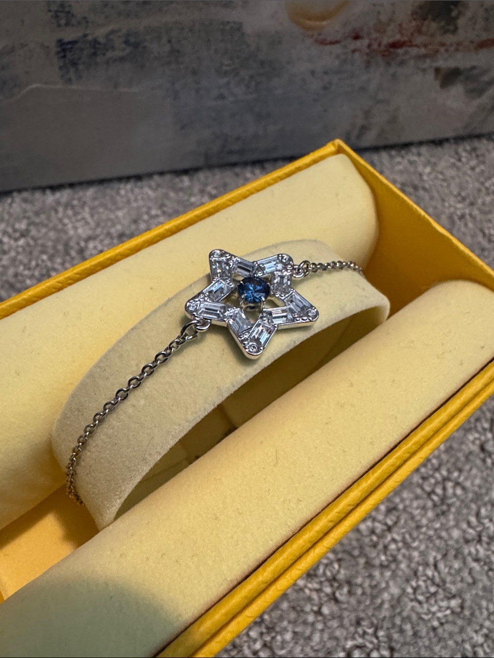 Swarovski Sterling Silver Star Bracelet with Blue Center Stone - Picture 2 of 3